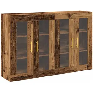 vidaXL Buffet Mural Vidaxl Ensemble De 2 Bois Ancien Bois Massif pas cher