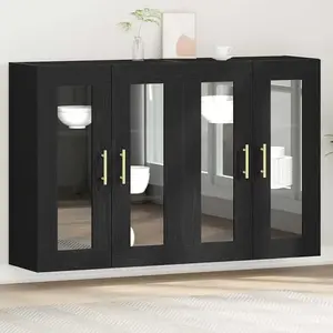 vidaXL Armoires murales 2 pcs chêne noir 69,5x34x90 cm bois d ingénierie pas cher