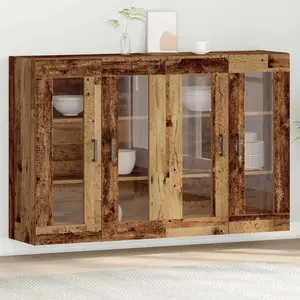 vidaXL Armoires murales 2 pcs Bois ancien 69,5x34x90 cm Bois d ingénierie pas cher
