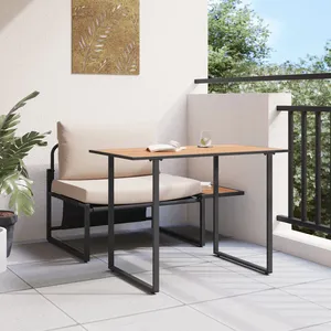 vidaXL Ensemble de salle à manger de jardin 2 pièces avec coussins taupe pas cher