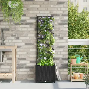 vidaXL Jardinière de jardin avec treillis noir 40x40x143 cm pas cher
