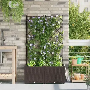 vidaXL Jardinière avec treillis 2 pcs Marron 80x40x143 cm pas cher