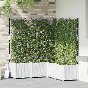 vidaXL Bac de jardin vidaXL avec treillis 5 pcs Blanc 120x120x143 cm