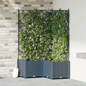 vidaXL Planteur de jardin avec treillis 3 pcs gris 80x80x143 cm pas cher