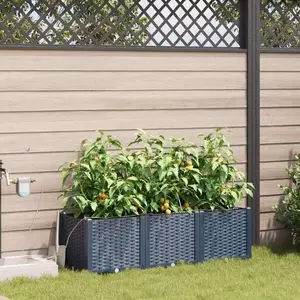 vidaXL Jardinières avec système d'irrigation 3 pcs Gris
