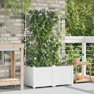 vidaXL Jardinières avec système d'irrigation d'eau 2 pcs Blanc pas cher