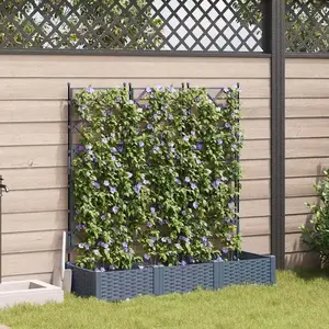 vidaXL Jardinière Vidaxl Avec Treillis 3 Pcs Gris Clair 120x40x125,5 Cm pas cher