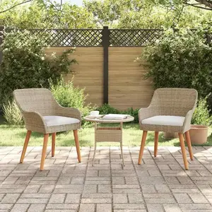 Comparateur de prix : vidaXL Vidaxl Chaises De Jardin Avec Coussins 2 Pcs Beige Poly Rattan