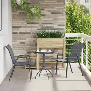 Comparateur de prix : vidaXL Ensemble bistro de jardin 3 pcs Gris Acier