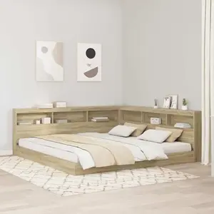 vidaXL Lit bibliothèque chêne Sonoma 180x200 cm en bois aggloméré pas cher
