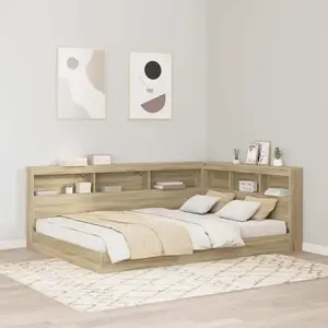 vidaXL Lit Étagère Chêne Sonoma 160x200 cm Bois d'ingénierie pas cher