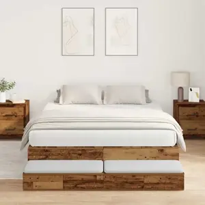 vidaXL Vidaxl Cadre De Lit De Rangement Marron Bois D'ingénierie pas cher