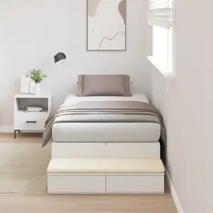 vidaXL Vidaxl Cadre De Lit De Rangement Blanc Bois D'ingénierie pas cher