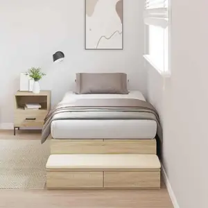 vidaXL Vidaxl Cadre De Lit De Rangement Chêne Sonoma Bois D'ingénierie pas cher