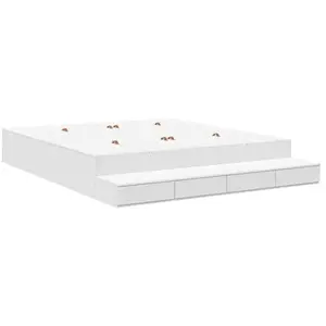 vidaXL Vidaxl Cadre De Lit De Rangement Blanc Bois D'ingénierie pas cher