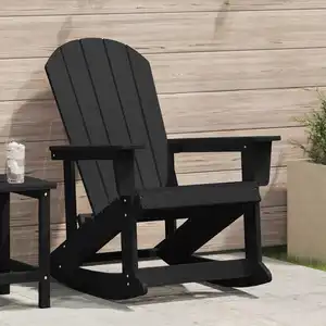 vidaXL Chaise berçante Adirondack noire 73,5x92x90 cm HDPE pas cher