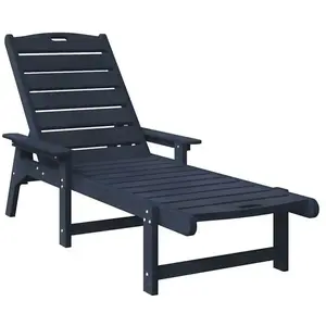 vidaXL Chaise longue bleu marine 53x162x98.5 cm HDPE pas cher