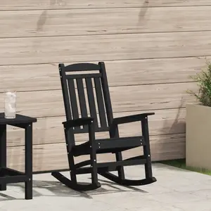 vidaXL Chaise Berçante de Jardin Noire 70x92x108 cm HDPE pas cher