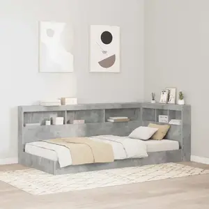 vidaXL Tête de lit de rangement avec étagère Gris béton 90 cm Melamine pas cher