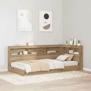 vidaXL Tête de lit de rangement avec étagère chêne artisanal 100 cm pas cher