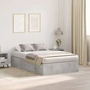vidaXL Cadre De Lit De Rangement Vidaxl Gris Béton 120x190 Cm pas cher