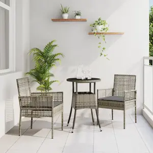vidaXL Vidaxl Ensemble De Salle À Manger 3 Pièces Gris Poly Rattan pas cher