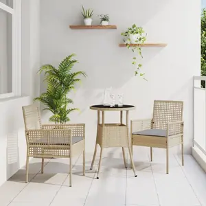 vidaXL Ensemble de repas de jardin 3 pièces  en poly rattan beige pas cher