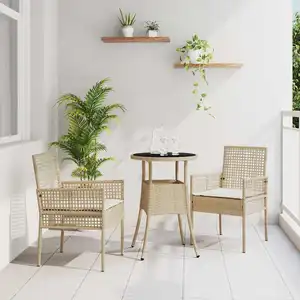 vidaXL Vidaxl Ensemble De Dîner De Jardin De 3 Pièces En Rotin Beige pas cher