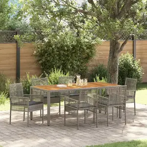 Vidaxl - Ensemble De Salle À Manger Pour Jardin 7 Pcs Gris Poly Rotin pas cher