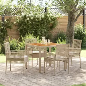 Comparateur de prix : Vidaxl - Ensemble De Salle À Manger Pour Jardin 5 Pcs Beige Poly Rotin