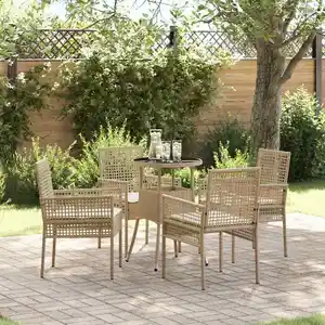 Comparateur de prix : Ensemble De Salle À Manger Pour Jardin 5 Pcs Beige Poly Rotin Vidaxl