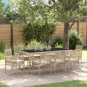 Vidaxl - Ensemble De Salle À Manger Pour Jardin 9 Pcs Beige Rattan Pe pas cher