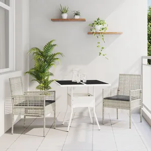 Vidaxl - Ensemble De Salle À Manger Pour Jardin 3 Pcs Gris Poly Rotin pas cher