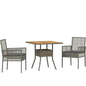 Comparateur de prix : Vidaxl - Ensemble De Salle À Manger Pour Jardin 3 Pcs Gris Poly Rotin