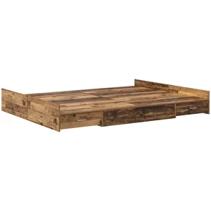 vidaXL Cadre de lit avec rangement Bois ancien 140 x 190 cm Melamine pas cher