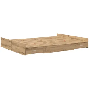 vidaXL Cadre de lit avec rangement chêne artisanal 140 x 190 cm pas cher
