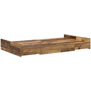 vidaXL Cadre de lit avec rangement Bois ancien 120 x 200 cm Bois pas cher