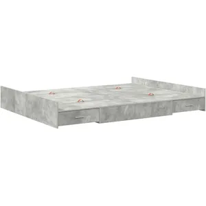 vidaXL Cadre de lit avec rangement avec tiroir Gris béton 140 x 200 cm pas cher