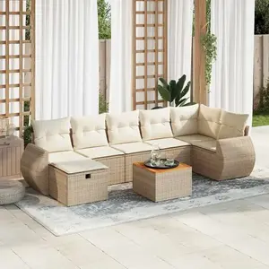vidaXL Salon de jardin avec coussins 8 pcs beige résine tressée pas cher