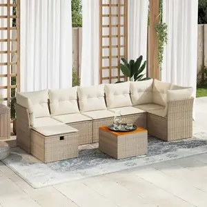 vidaXL Salon de jardin avec coussins 8 pcs beige résine tressée pas cher