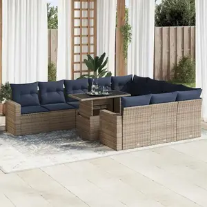 vidaXL Ensemble de canapés de jardin 11 pcs et coussins rotin acacia pas cher