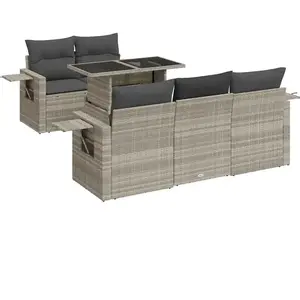 vidaXL Salon de jardin 6 pcs avec coussins gris clair résine tressée pas cher
