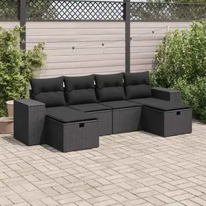 vidaXL Vidaxl Salon De Jardin 6 Pcs Avec Coussins Noir Résine Tressée pas cher