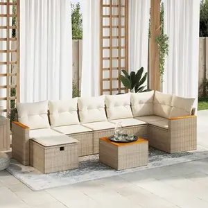 vidaXL Vidaxl Salon De Jardin Avec Coussins 8 Pcs Beige Résine Tressée pas cher