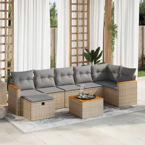 vidaXL Vidaxl Salon De Jardin Avec Coussins 8 Pcs Beige Résine Tressée pas cher