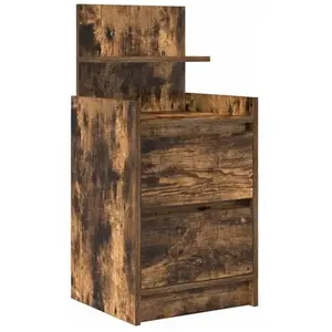 vidaXL Table de chevet avec 2 tiroirs chêne fumé 38x34x80 cm pas cher