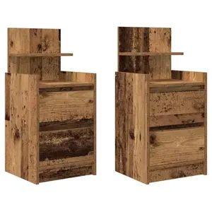 vidaXL Tables de chevet avec 2 tiroirs 2 pcs vieux bois 38x34x80 cm pas cher