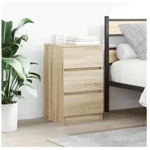 Comparateur de prix : vidaXL Tables de chevet avec 3 tiroirs 2 pcs chêne sonoma 39x35x65 cm