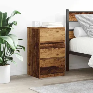 vidaXL Tables de chevet avec 3 tiroirs 2 pcs vieux bois 39x35x65 cm pas cher