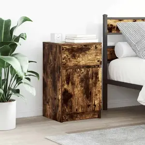 vidaXL Tables de chevet 2 pcs chêne fumé 39x35x65 cm bois d'ingénierie pas cher